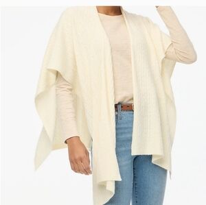 NWT J. Crew Lightweight cable-knit poncho Shrug Ivory White OS